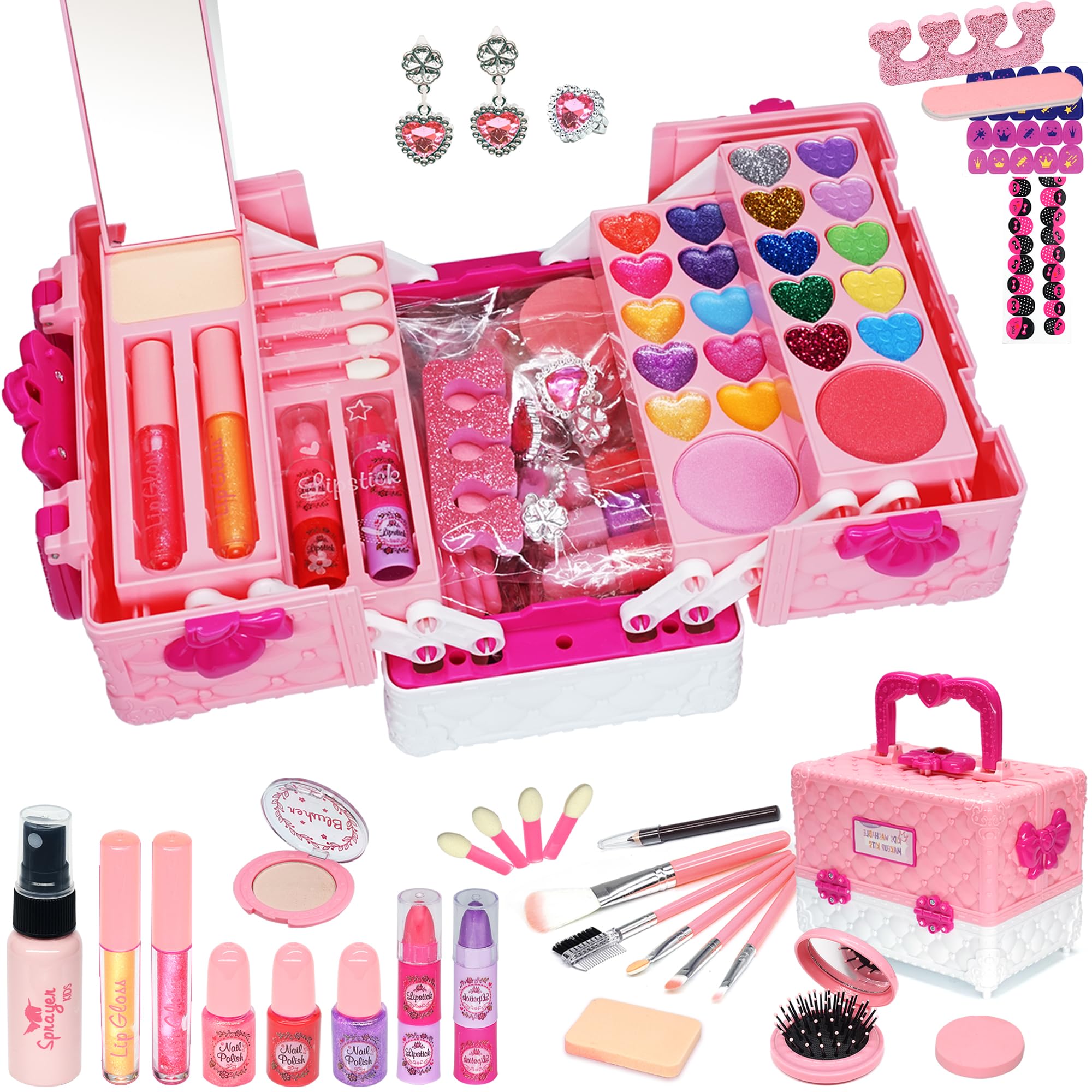 Kids Makeup Kit for Girls - 57 PCS Safe and Washable, Real
